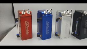 Greddy Universal Aluminum Oil Catch Tank Reservoir Car Can Breather Kit silver