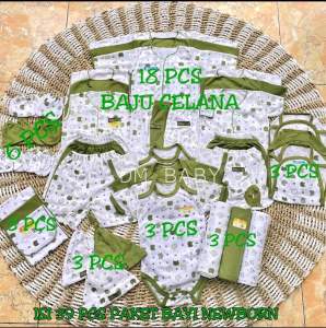 Paket 39 PCS Paket Brojol Seri Hijau Olive Paket Lahiran Lengkap Baju dan Celana Bayi Baru Lahir New Born Paket Hemat Bayi Baru Lahir SNI New Born Bayi Baru Lahir