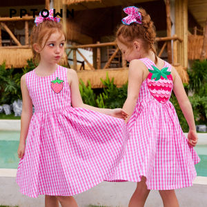 PPTOWN | Pink Gingham Sleeveless Dress for Girls