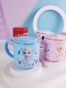 Frozen 2 Disney แก้วน้ําสเตนเลส พร้อมฝาปิด ลายรถเอลซ่า สําหรับเด็ก