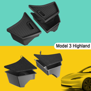 For 2024 2025 Tesla Model 3 Highland Trunk Organizer Storage Bins Waterproof Odorless Mat Protector Side Box with Felt TPE Lids