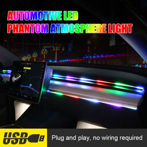 Car LED Ambient Light 64 Color Acrylic Strips 110cm Full Colors RGB Car Interior Hidden App Remote Control Atmosphere Lamp