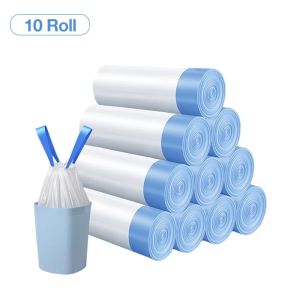 5/10 Rolls Drawstring Garbage Bag Thickened Garbage Disposal Bag Kitchen Waste Bag Toilet Trash Storage Bag Weighing 10kg