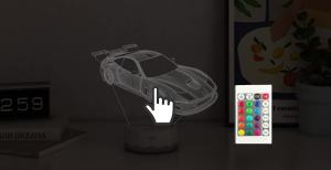Car 3D Night Light Car Gift for Boys Sport Racing Car Illusion Lamp with Remote Control 16 Colors Changing Holiday Xmas Birthday Gifts for Kids Child Boys Race car Driver Car Fan