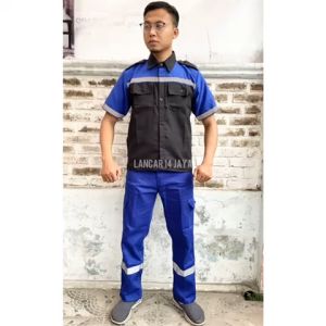 (COD) Kemeja two tone Wearpack Safety Baju Kerja Lengan Pendek Kombinasi Katelpak Kemeja 2 tone