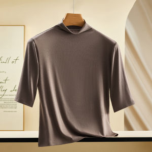 YJYK | Modal Half-High Collar Five-Sleeve Thin T-Shirt