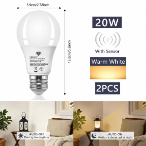 2PCS Radar Motion Sensor Light Bulb E26 110V 20W LEDNight LightBedroomGardenLED Bulbs For Home