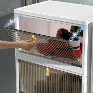 [with Wheels] Homy Storage Box Display Cabinet Bag Storage Boxes Toys Display Shelf Shoes Storage Box Stackable Box Magnetic Door Doll Organiser