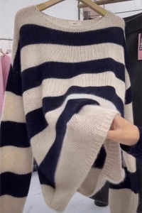 GEBOFU | Casual Loose Stripe Knitwear Soft Retro Sweater