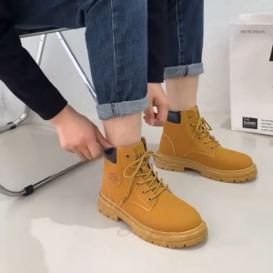 Martin Boots For Men Fashion Thick Soled Boots Korean Trendy Mens High Cut Shoes Ankle Boots For Men Rhubarb Boots