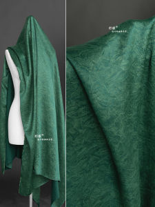 High-End Acidic Folded Fabric Green Color Chinese Style Dress Designer Material for Clothing And DIY Handcrafts