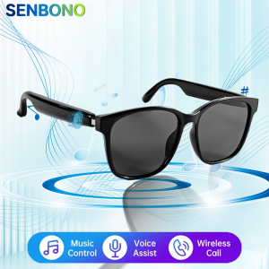 SENBONO Smart Glasses  for Men Women Hands-free Calling Camera Control Music Control Volume Control Sunglasses for Xiaomi iOS