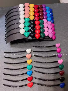 Small Hairpin Broken Hair Stick Clip South Korea Young Adult Updo Headwear Accessories Bang Clip Heart-Shaped Ornamental Stone Bar Clip Side Clip