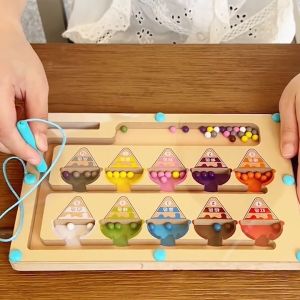 Mumystation Wooden Magnetic Matching Maze Board Kids Learning Counting Skill Toys Magnetic Color and Number Sorting Toy