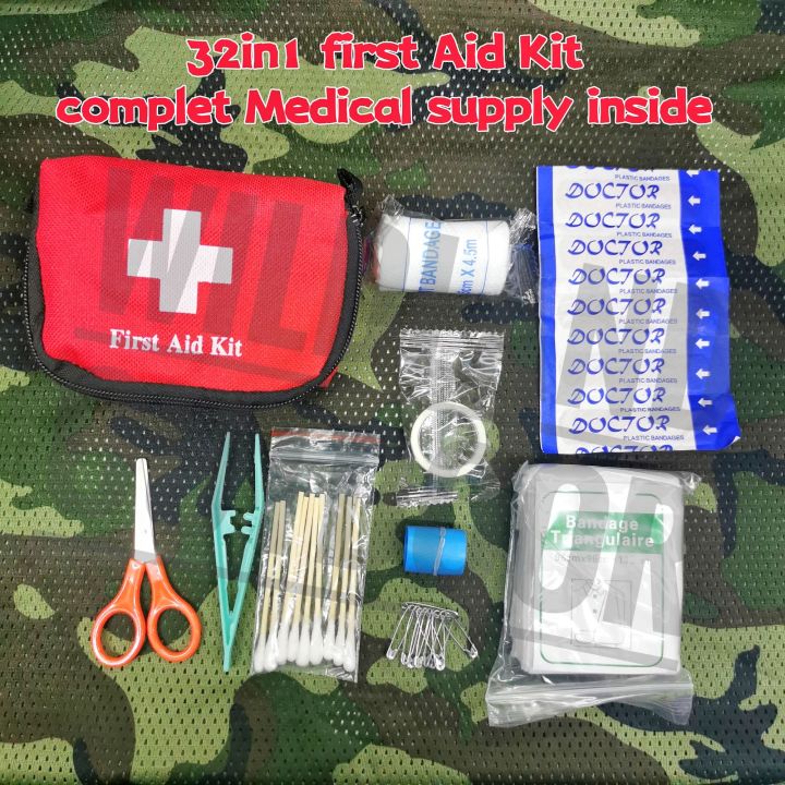 wildland 10 Items/32pcs Portable Travel First Aid Kit complet