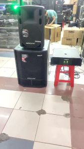 speaker fiber aktif pasif 15 12 Inch Audio One - fiber 115 - fiber EV 115 - mesin U.E.B/U.B.M - 1 set speaker isi 2 box speaker - digital musik store - dms