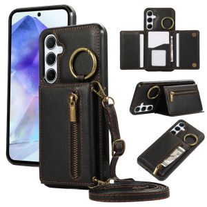 szhaiyu | Crossbody Card Holder Wallet Case For Samsung S24 S25 S26 Ultra S23 FE S22 S21 Plus A57 A37 A56 A36 A16 A55 A35 Leather Cover