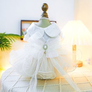 Four-Season Embroidered Dog And Cat Wedding Dress Costume Pet Clothes for Small Dogs And Cats like Bichon And Teddy