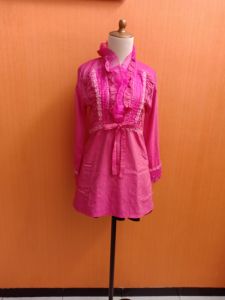 atasan tunik wanita pink SHANIA cewek M lengan panjang MEWAH dada rempel cute blouse bagus
