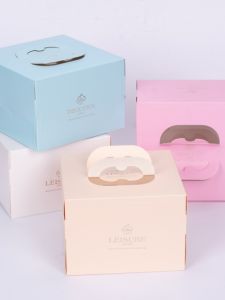 กล่องเค้กวันเกิดขนาด4นิ้วแบบหิ้วกล่องบรรจุขนมตะวันตกขนาดเล็กมูสสี่นิ้วกล่องบรรจุขนมอบหลายชั้นสำหรับใส่อาหาร