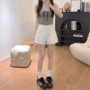 AIYITI | Slimming Plus Size High Waist Jeans Shorts White