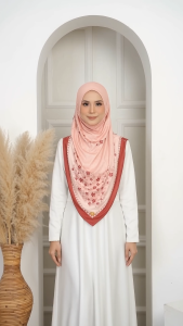 Tudung Instant Sarung Moscrepe V-Shape Corak Bunga Ironless Express Hijab S-L Fit