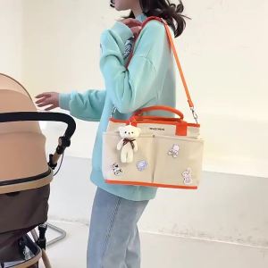 313Portable Mommy Bag Cal Handbag Single Shoulder Bag Crossbody Bag Baby Carrier Outdoor Bag Soft Oxford Cloth Zipper Closure
