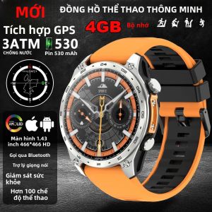 Đồng Hồ Thông Minh Thể Thao Quân Sự Nam Mới 2026 Tích Hợp GPS Bộ Nhớ 4GB Chống Nước 50m Đèn Pin LED Bản Đồ Ngoại Tuyến Theo Dõi Nhịp Tim