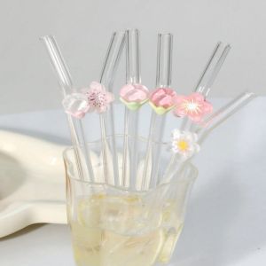 Ống Hút Thủy Tinh Hoa Văn 1/5 Chiếc Ống Hút Cong Thanh Lịch Có Thể Tái Sử Dụng Lý Tưởng Cho Trà Sữa Nước Ép Cà Phê Món Quà Hoàn Hảo Cho Cô Ấy Anh Ấy Và Bạn Bè