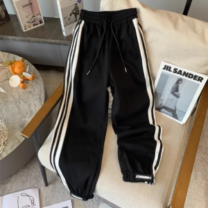 plus Size American Casual Sport Pants Mens High Waist Wide Leg Trousers Breathable Micro Stretch Spring Autumn Youth Fashion