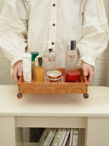 Luxurious Large Capacity Solid Wood Makeup Desk Organizer Box Premium Model Cosmetic Storage Solution Rectangular Handmade Craft