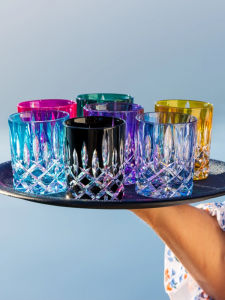 Luxurious Engraved Crystal Glass Fruit Juice Cup Colorful Whiskey Long Drink Cup Nordic Style Court Theme Wine Glass