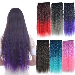 Jeedou คลิปผมวิกผมปลอมหยิกเป็นที่ยืดผมหนึ่งชิ้นสำหรับผู้หญิงชุดแต่งคอสเพลย์สีฟ้า