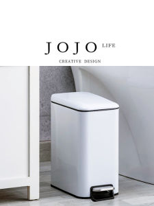 Luxury Home Use Stainless Steel Foot Pedal Trash Can Bathroom Living Room Covered Trash Can round Barrel Shape Plastic Shell