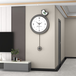 Minimalist Nordic Series Swing Wall Clock Hot Sale Home Living Room Simple and Fashion Mute Creative Vintage Clock Art Bird Decorations 33x69cm