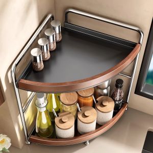 ATNPQZ | Real Wood Corner Spice Rack
