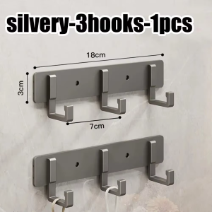 Adhesive Aluminum Alloy Wall Hook Multipurpose Storage Hanger for Bath Robe Towel Kitchen Clothes Household Wall Hanging Tool