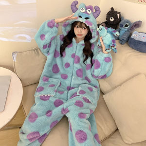 Thickened Coral Fleece Pajamas for Girls Cute Animal Design Winter Sleepwear Comfortable Home Clothes by Tiantxuexini