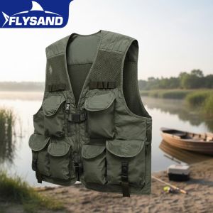 High Quality Mens Fishing Vest 10 Pockets Breathable Mesh Fabric Ideal for Outdoor Fishing Hunting