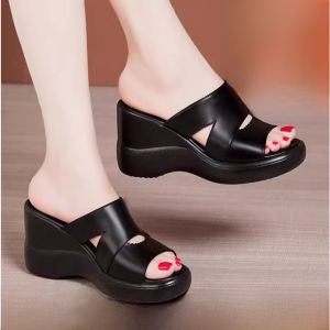 Giày Cao Gót Đế Xuồng Da Thật Cho Nữ Mùa Hè 2024 Giày Đế Xuồng Đế Dày Chống Thấm Nước Thường Ngày Giày Đế Xuồng Đế Xuồng