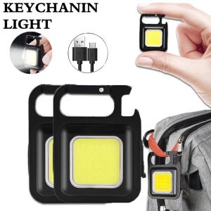 Multifunctional USB Rechargeable COB Work Lamp Mini Keychain LED Light for Outdoor Camping Fishing