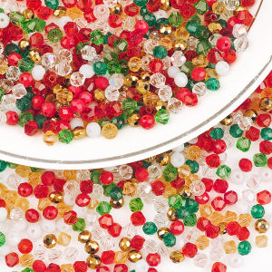 100pcs 4mm Rhombus Glass Beads Christmas Color With Hole DIY Handmade Earrings Bracelets Jewelry Festival Decor Loose Bead A0543