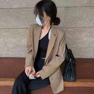 [Daily Special Offer] Small Suit WOMENS Coat Elegant Versatile Slim Fit Slimming Womens Blazer 2022 Spring and Autumn New Korean Version Loose all-match Khaki Casual Ladies Korean style blazer womens blazer casual loose lapel long-sleeved top