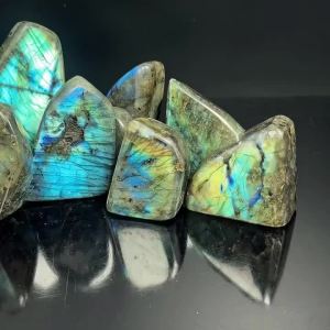 1 Labrador Stone Freeform Ornament | Natural Crystal with Irregular Cracks and Crystal Chambers Perfect for Home Decor