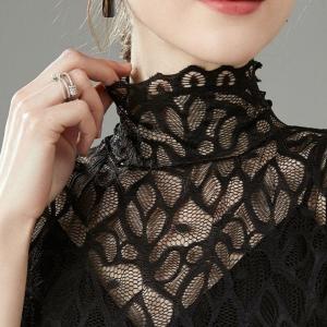 เสื้อชั้นในคอตั้งลูกไม้สไตล์เกาหลีสำหรับผู้หญิงในฤดูใบไม้ร่วงและฤดูหนาว กระโปรงทรงเอผ้าไนลอน ทรงเข้ารูป แขนสั้น