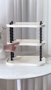 Rak Tingkat Kosmetik Perhiasan Tempat Gelas Cream Beige Aesthetic Storage Dessert Tray Multi Layer Rack