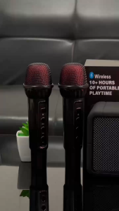 ลำโพงบลูทูธ รุ่น M3 ฟรีไมค์ลอย2ตัว รองรับAUX TF USB บอก%แบตเตอรี่ เสียงดี เพิ่ม-ลดเสียงได้  สามารถเชื่อมได้2ตู้ ลำโพงพร้อมไมค์ร้องเพลง