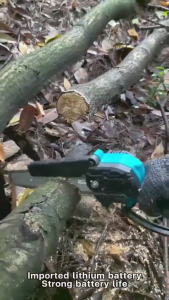 REAIM Cordless Electric Mini Chainsaw - 6 Inch 24V/48V Handheld Portable Saw with Rechargeable Lithium Battery for Wood Cutting & Pruning
