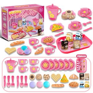 Toy Tea Set For Little Girls Tea Party Set Toys For Kids Girls Pretend Play Kitchen Food Miniature Snack Afternoon Tea Sets Toys