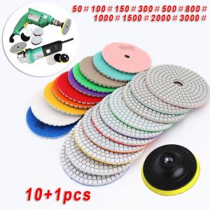 10PCS 4" Diamond Polishing Pads Grinding Disc Wet/Dry Granite Concrete Marble